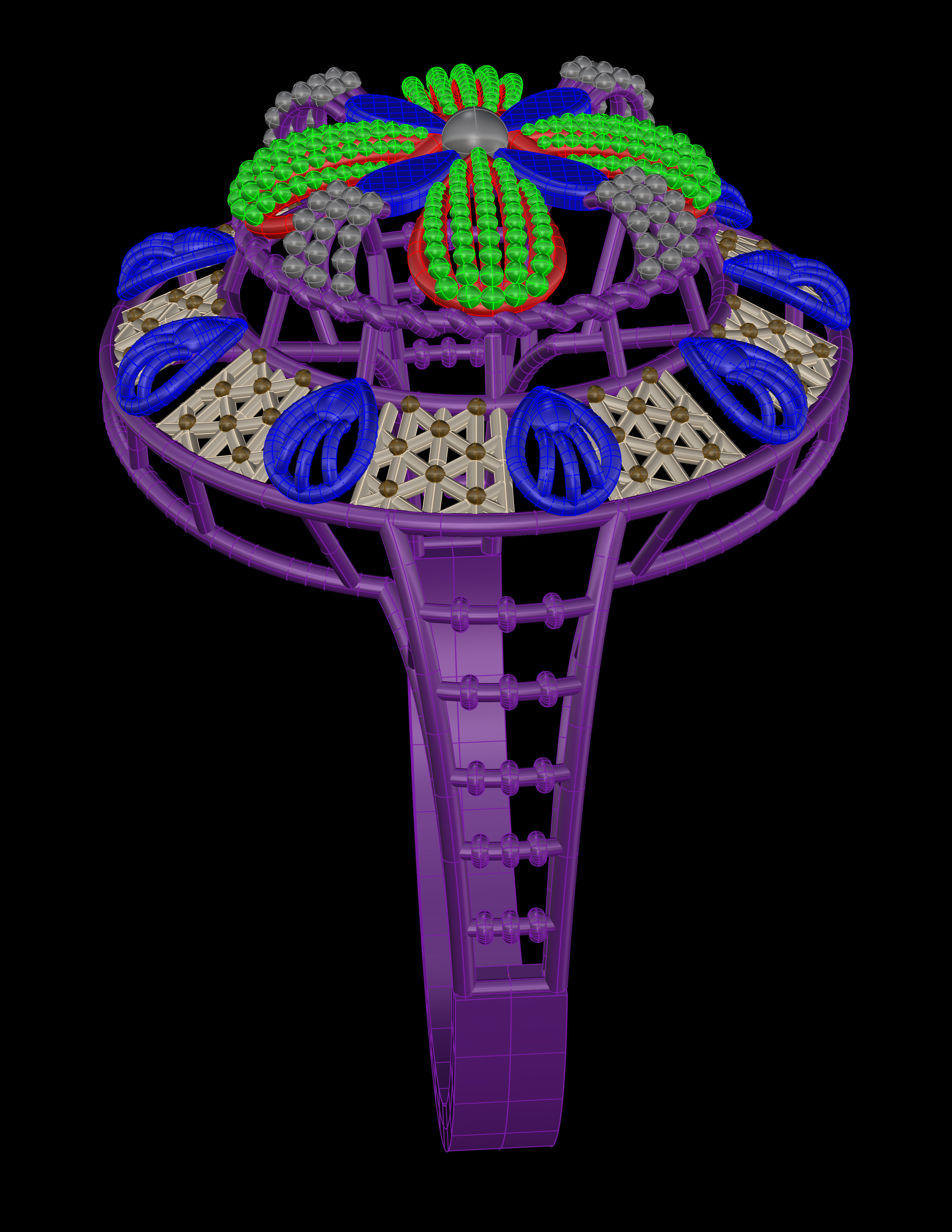 Traditional Indian Katak Gold Ring - 3D Print File  3D print model_2