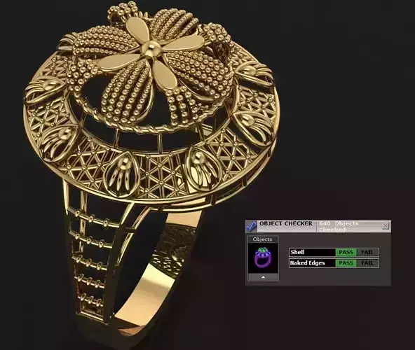 Traditional Indian Katak Gold Ring - 3D Print File  3D print model
