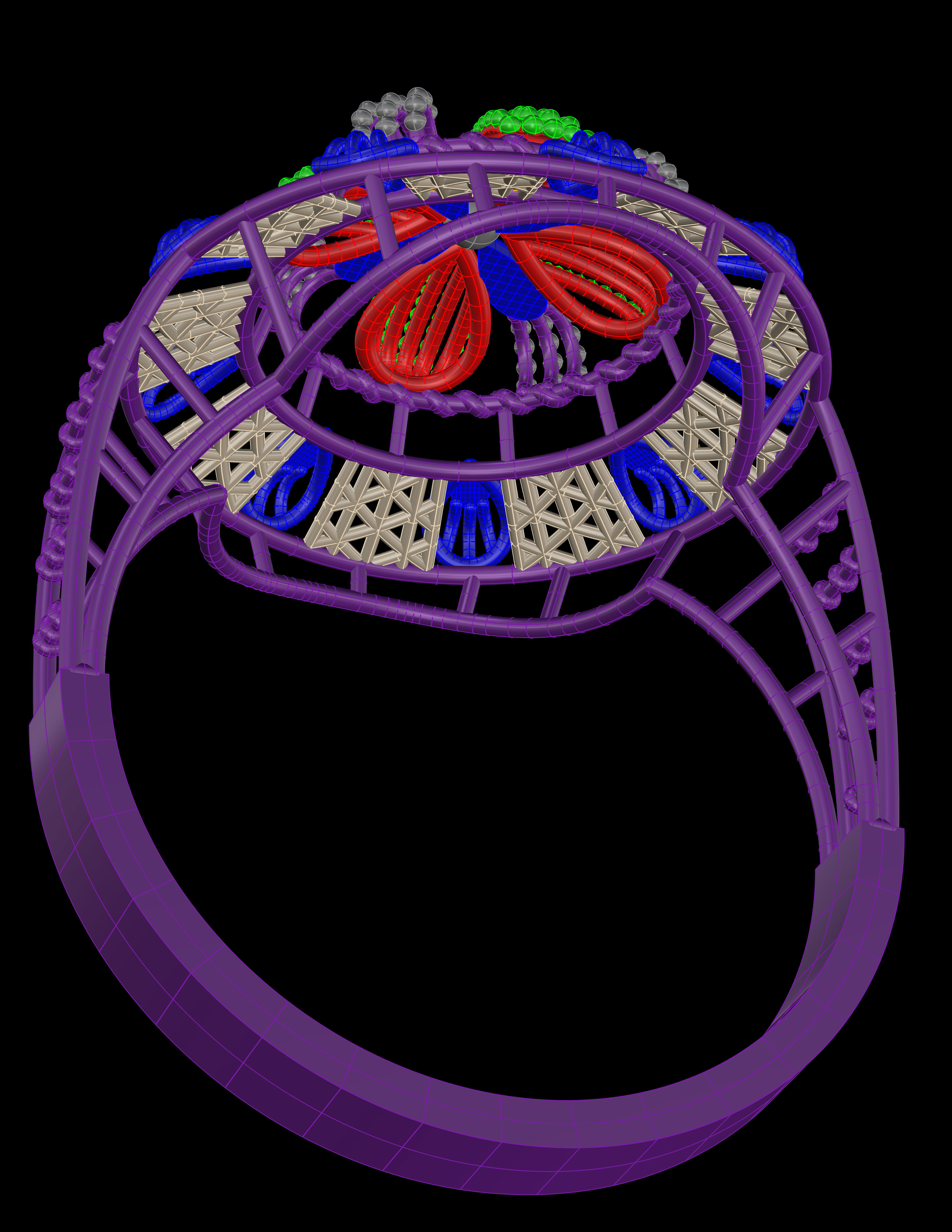 Traditional Indian Katak Gold Ring - 3D Print File  3D print model_3