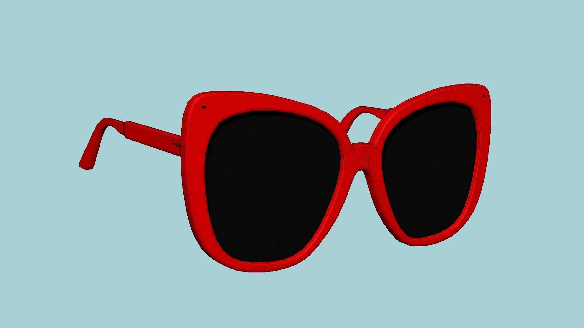 Sunglass J01 Red - Character Design Fashion Low-poly 3D model_6