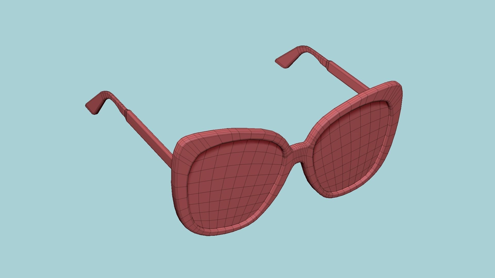Sunglass J01 Red - Character Design Fashion Low-poly 3D model_15