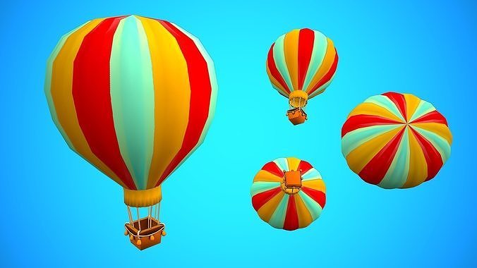 HOT AIR BALLOON CARTOON STYLIZED 05 Low-poly 3D model