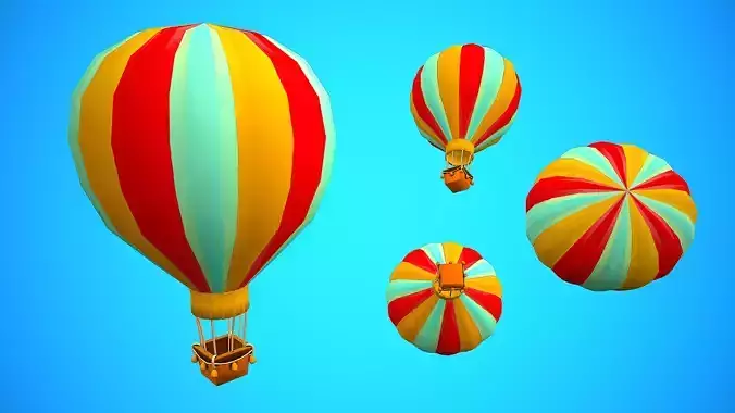 HOT AIR BALLOON CARTOON STYLIZED 05