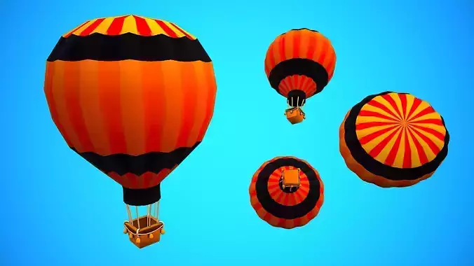HOT AIR BALLOON CARTOON STYLIZED 06