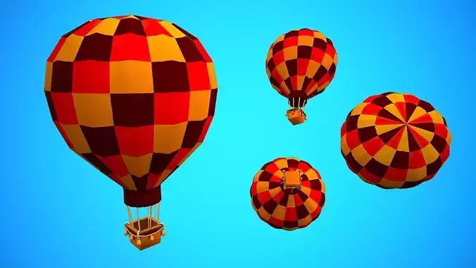 HOT AIR BALLOON CARTOON STYLIZED 07