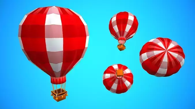 HOT AIR BALLOON CARTOON STYLIZED 09