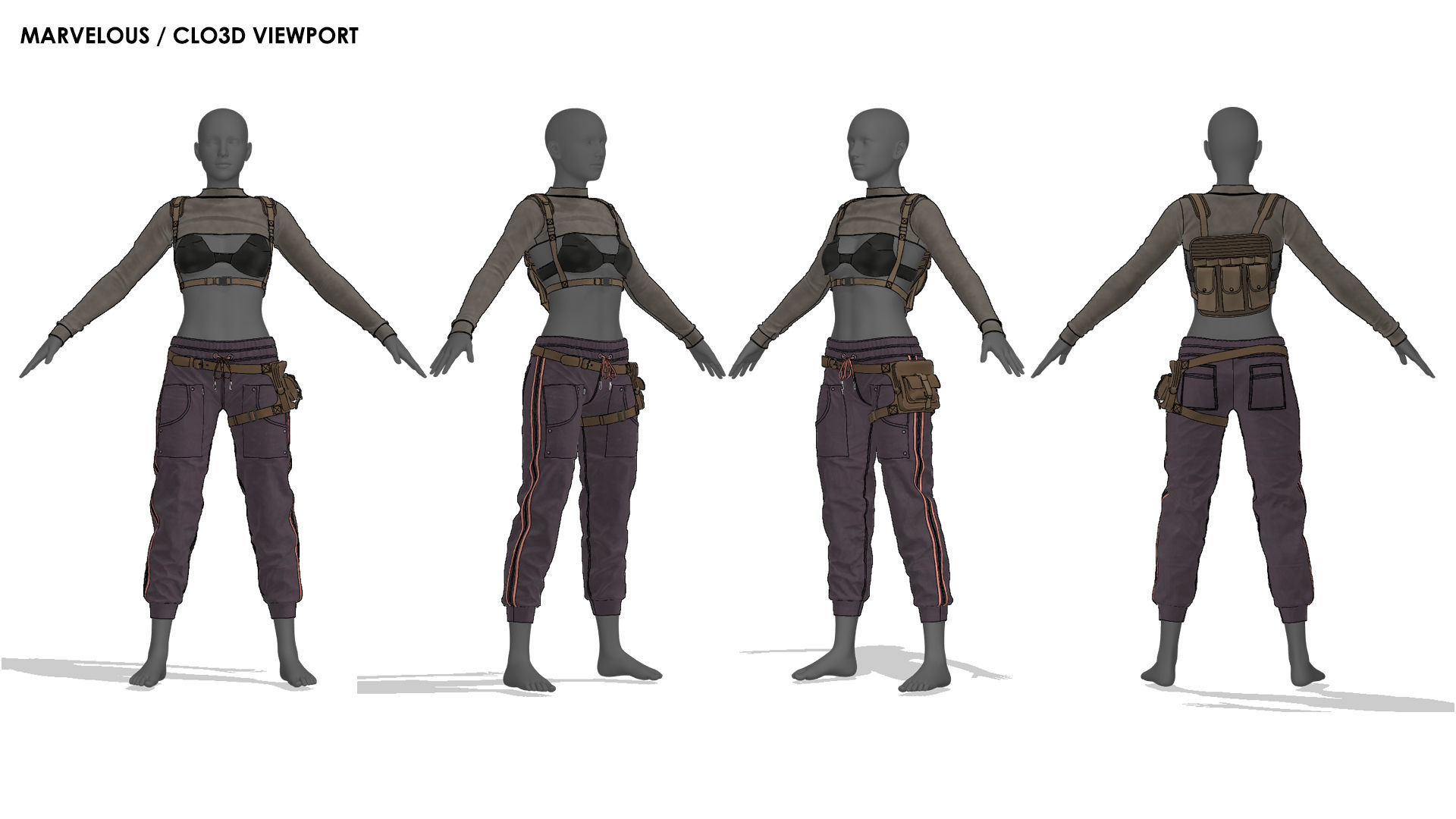 Girls Outfit 12 - Marvelous Designer with Video Process 3D model_5