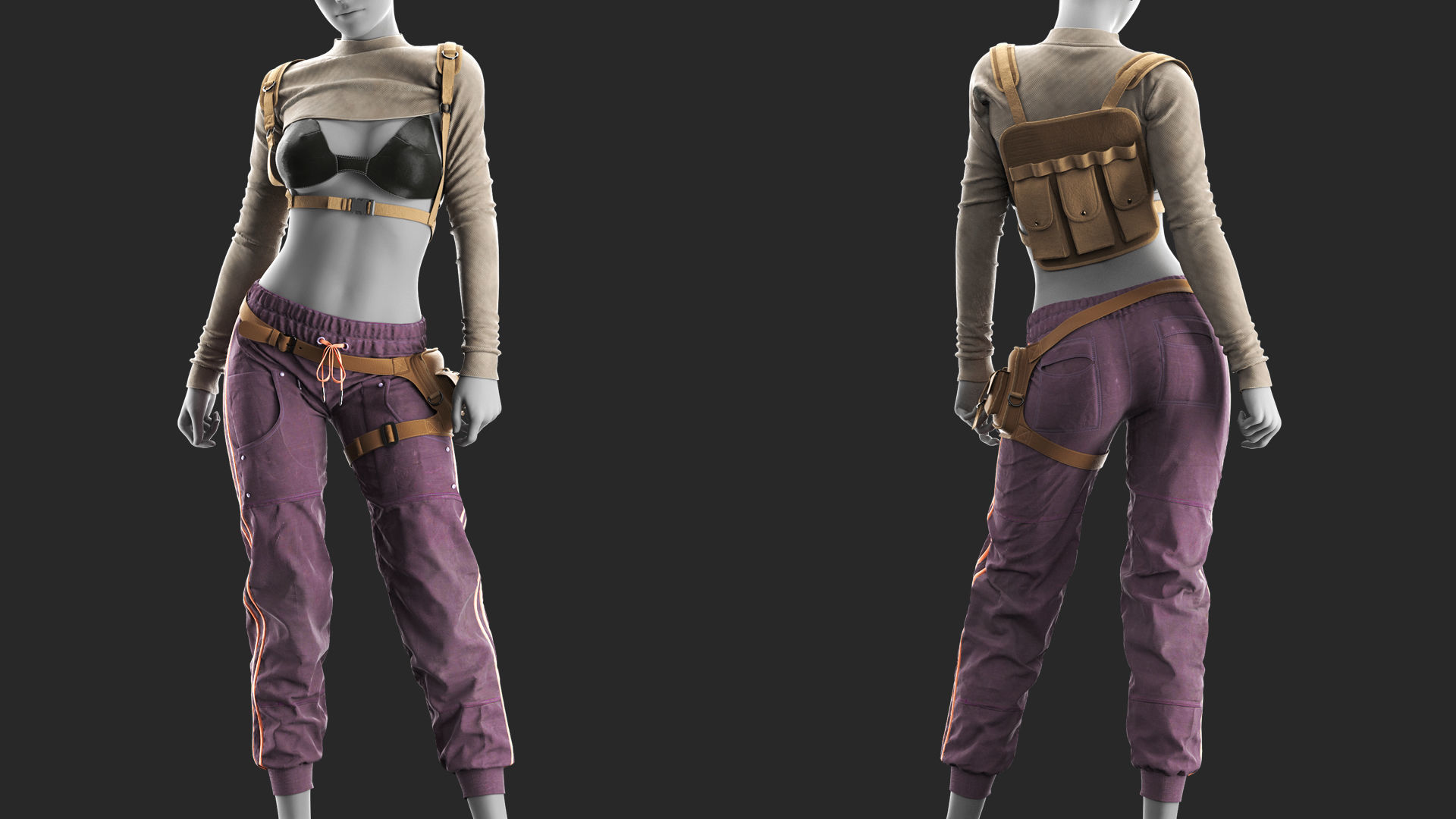 Girls Outfit 12 - Marvelous Designer with Video Process 3D model_2