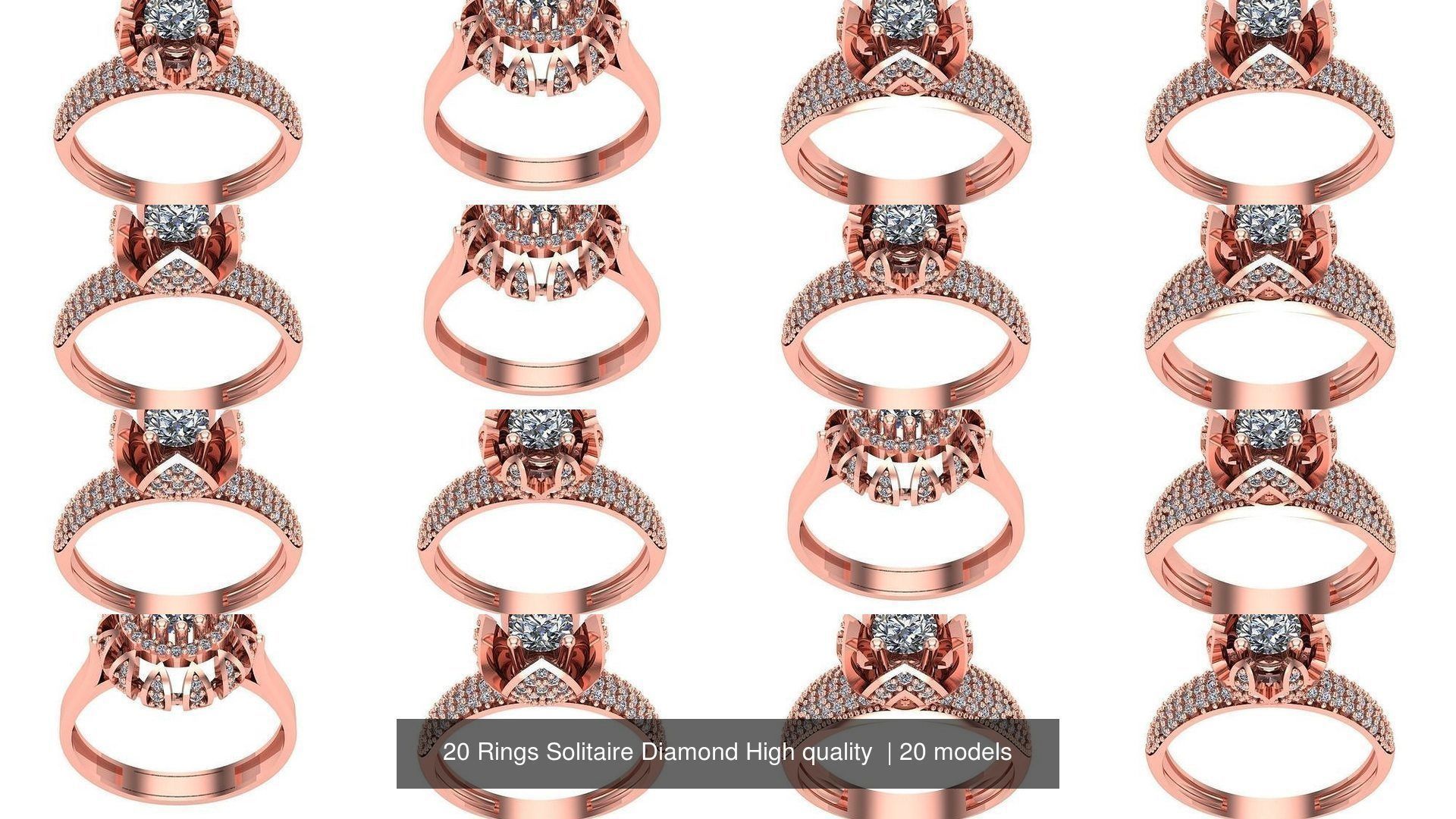 20 Rings Solitaire Diamond High quality  3D Model Collection_2