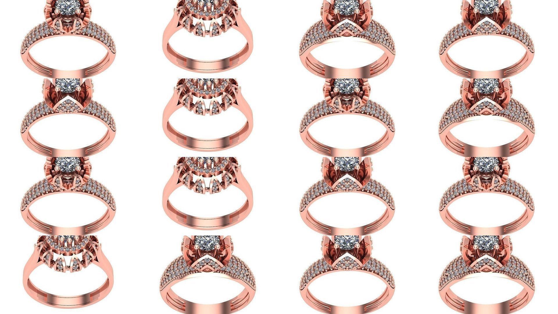 20 Rings Solitaire Diamond High quality  3D Model Collection_1