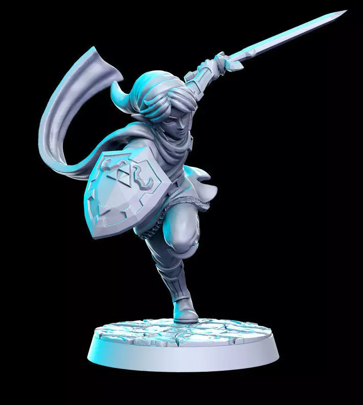 Link Legend of zelda 32mm Pre-supported 3D print model_0
