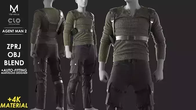Agent Man 2 - Marvelous Designer 3D model