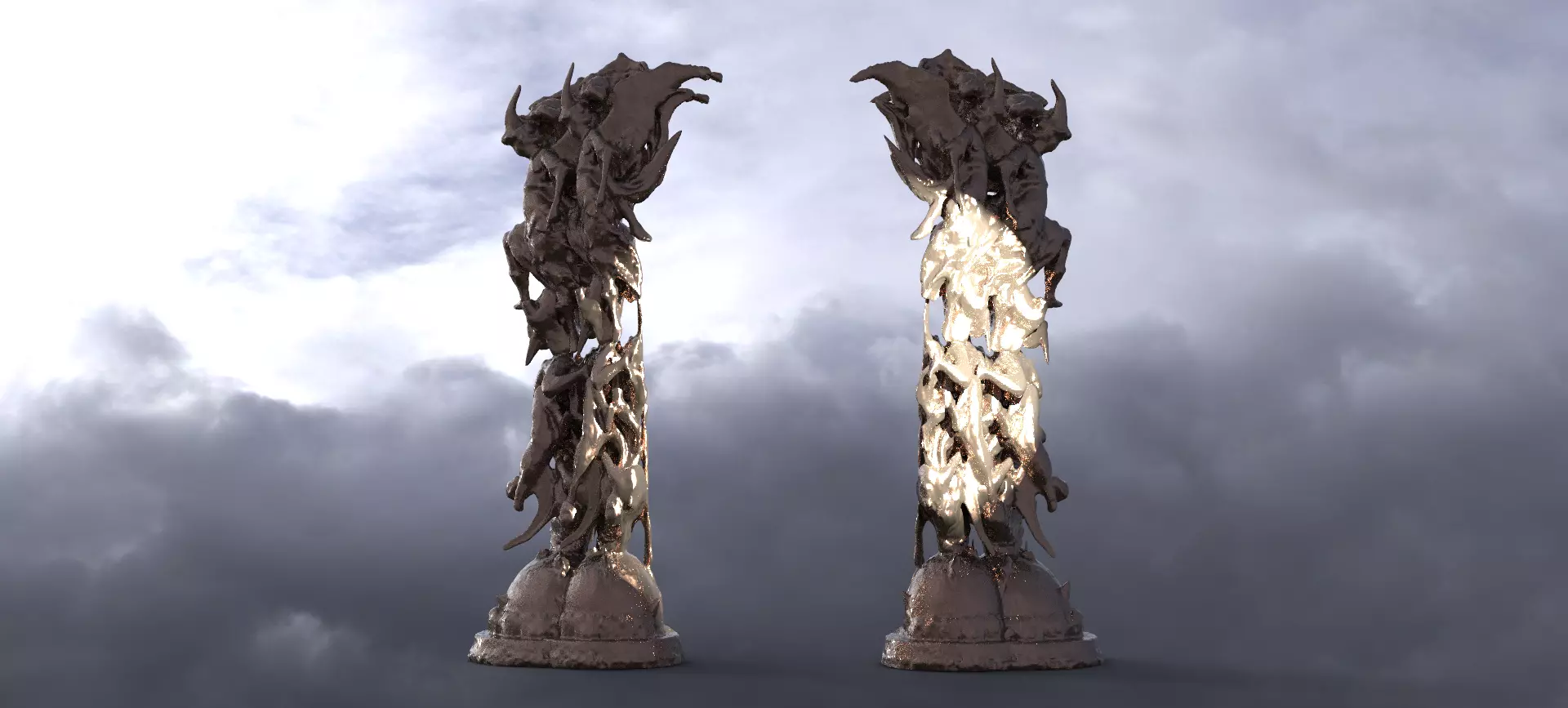Dantes Inferno Archway pillars mirrored 3D model_0