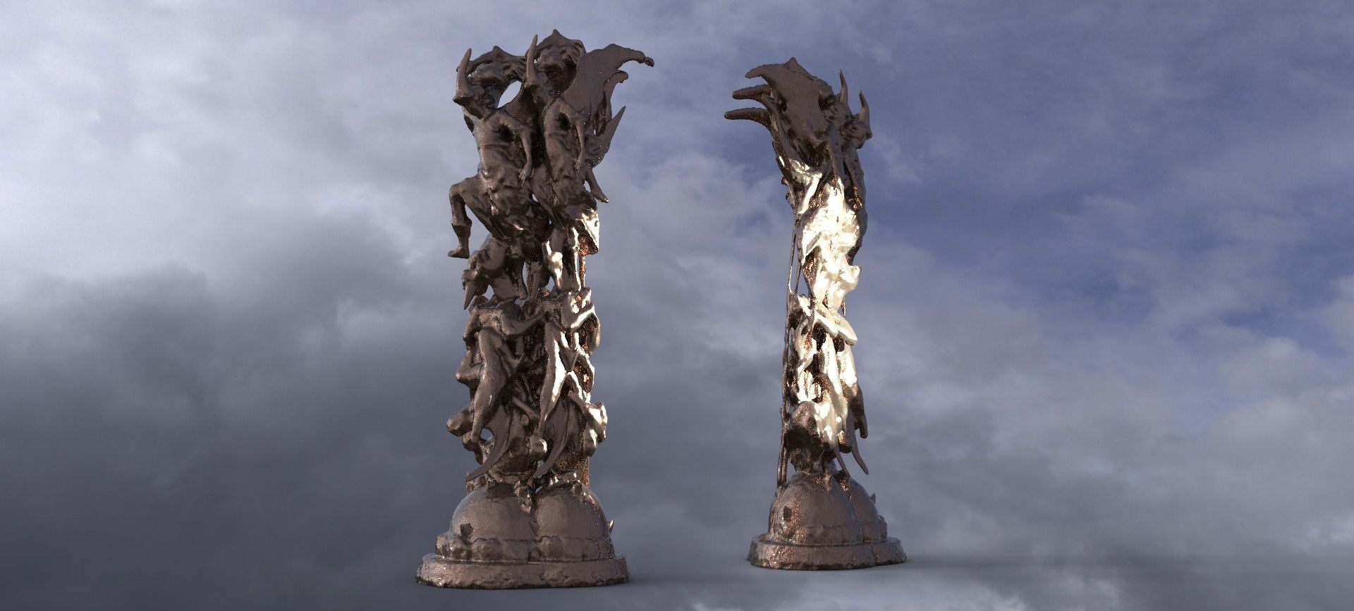 Dantes Inferno Archway pillars mirrored 3D model_1