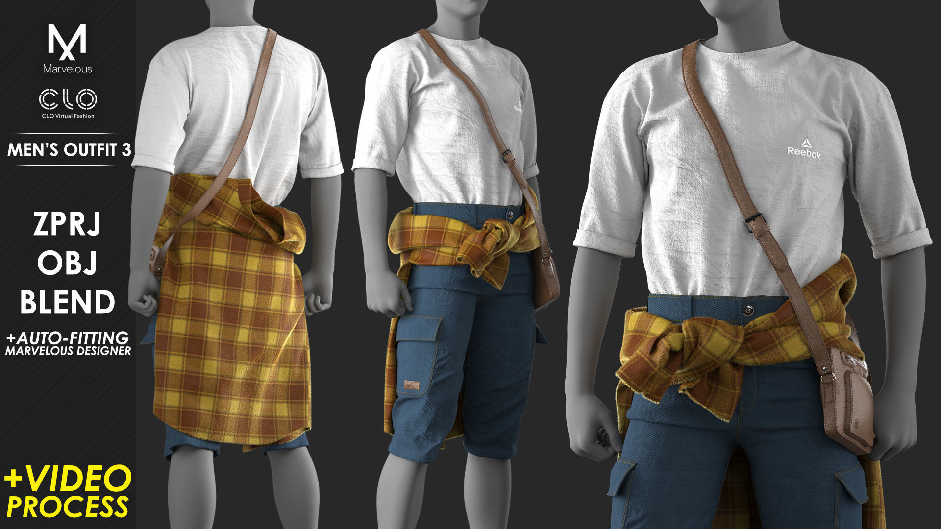 Mens Outfit 3 - Marvelous Designer with Video Process 3D model_11