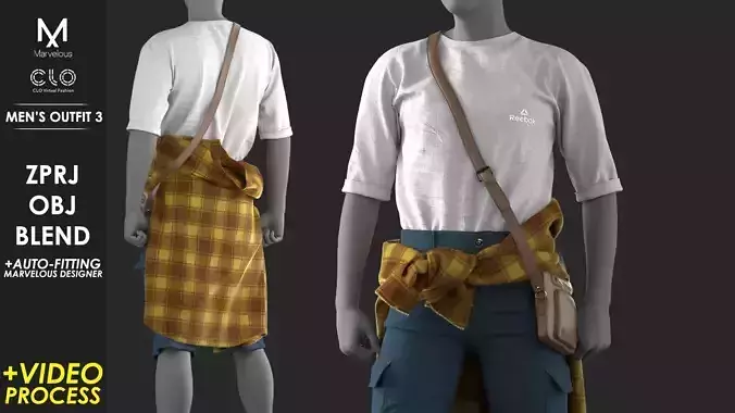 Mens Outfit 3 - Marvelous Designer with Video Process 3D model