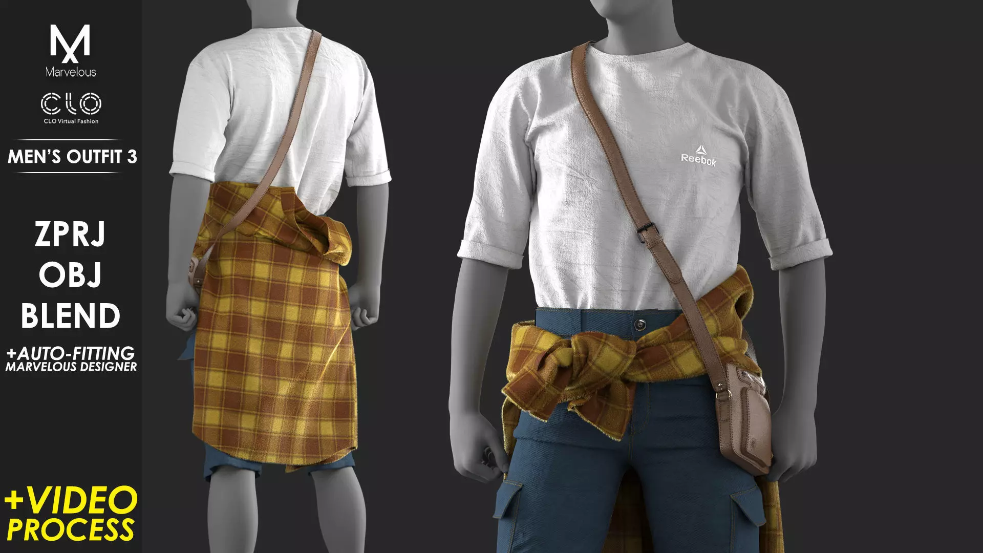 Mens Outfit 3 - Marvelous Designer with Video Process 3D model_0