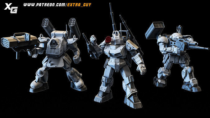 3 Robots 3D Printable 40mm 3D print model