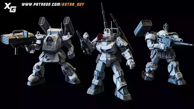 3 Robots 3D Printable 40mm 3D print model