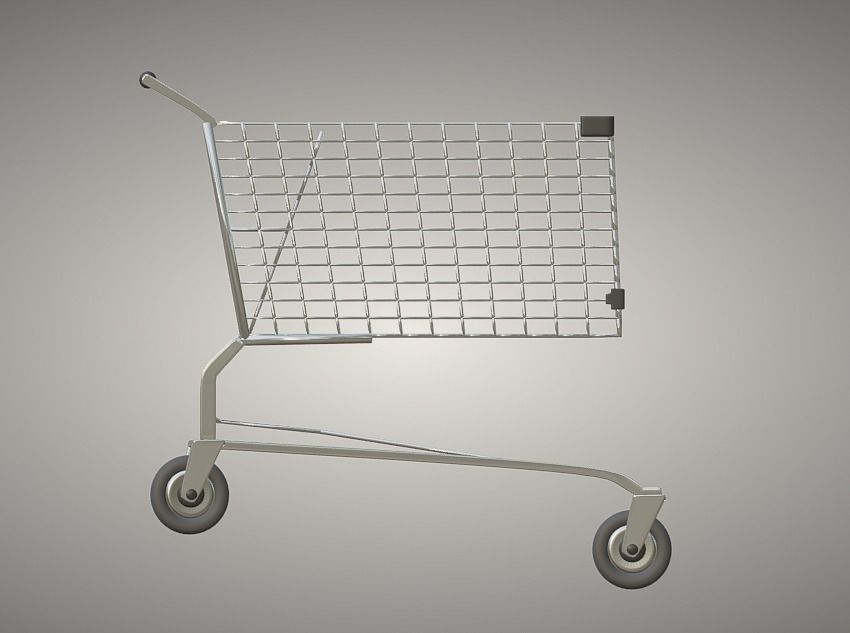 Shopping Cart Low-poly 3D model_3