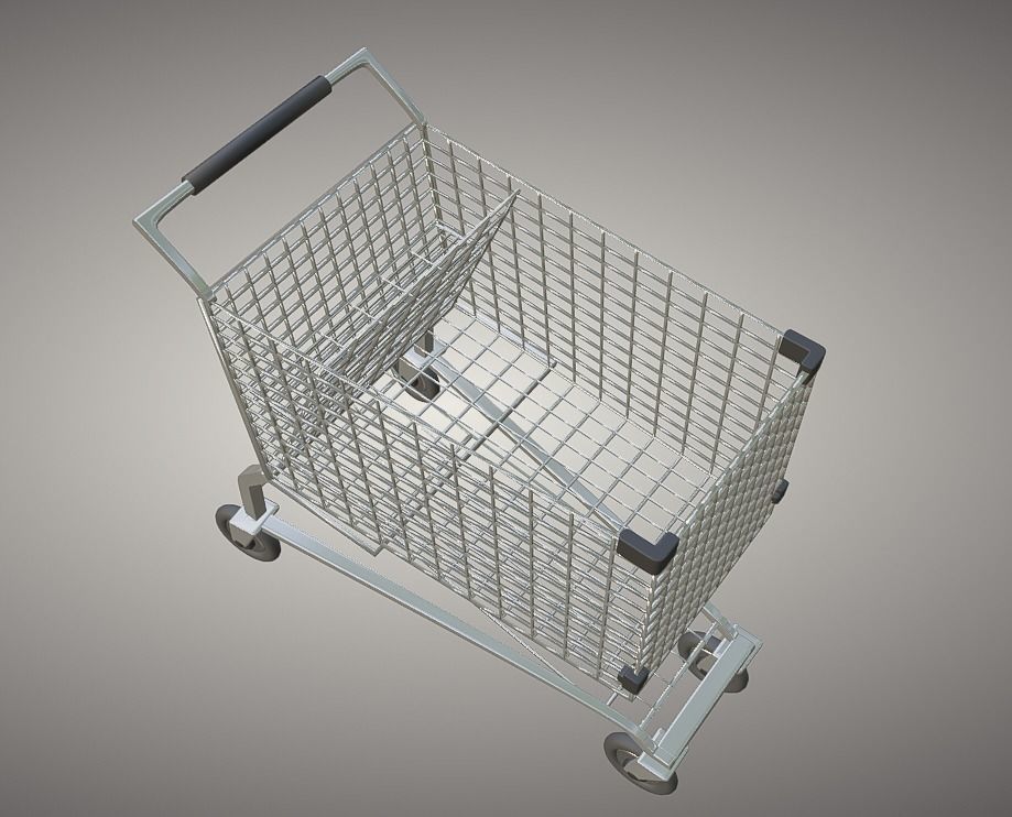 Shopping Cart Low-poly 3D model_4