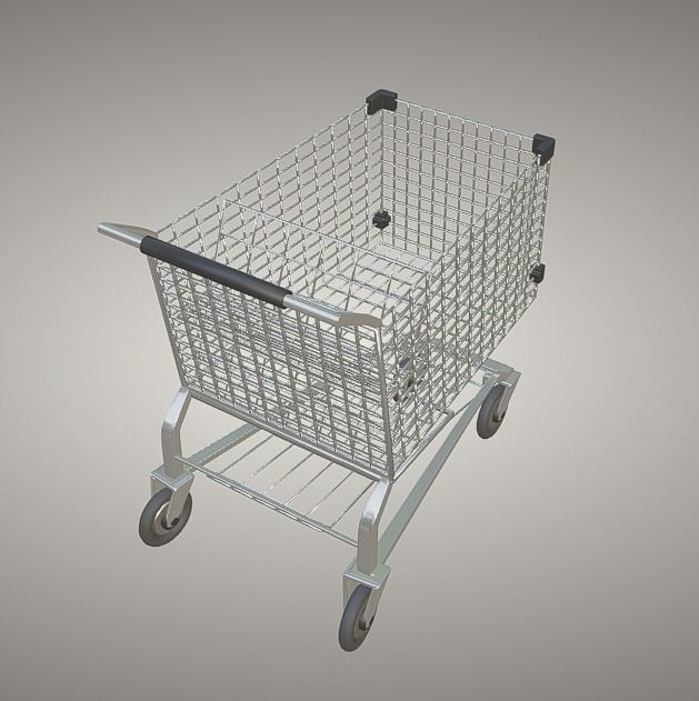 Shopping Cart Low-poly 3D model_2