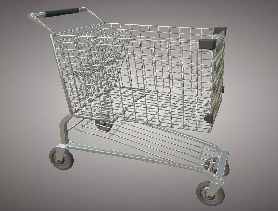 Shopping Cart Low-poly 3D model_0