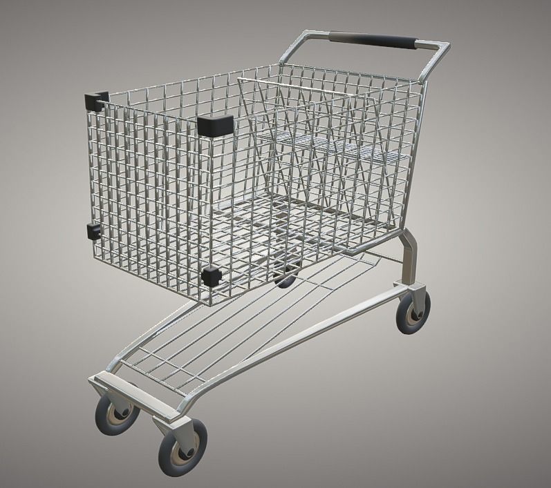 Shopping Cart Low-poly 3D model_1