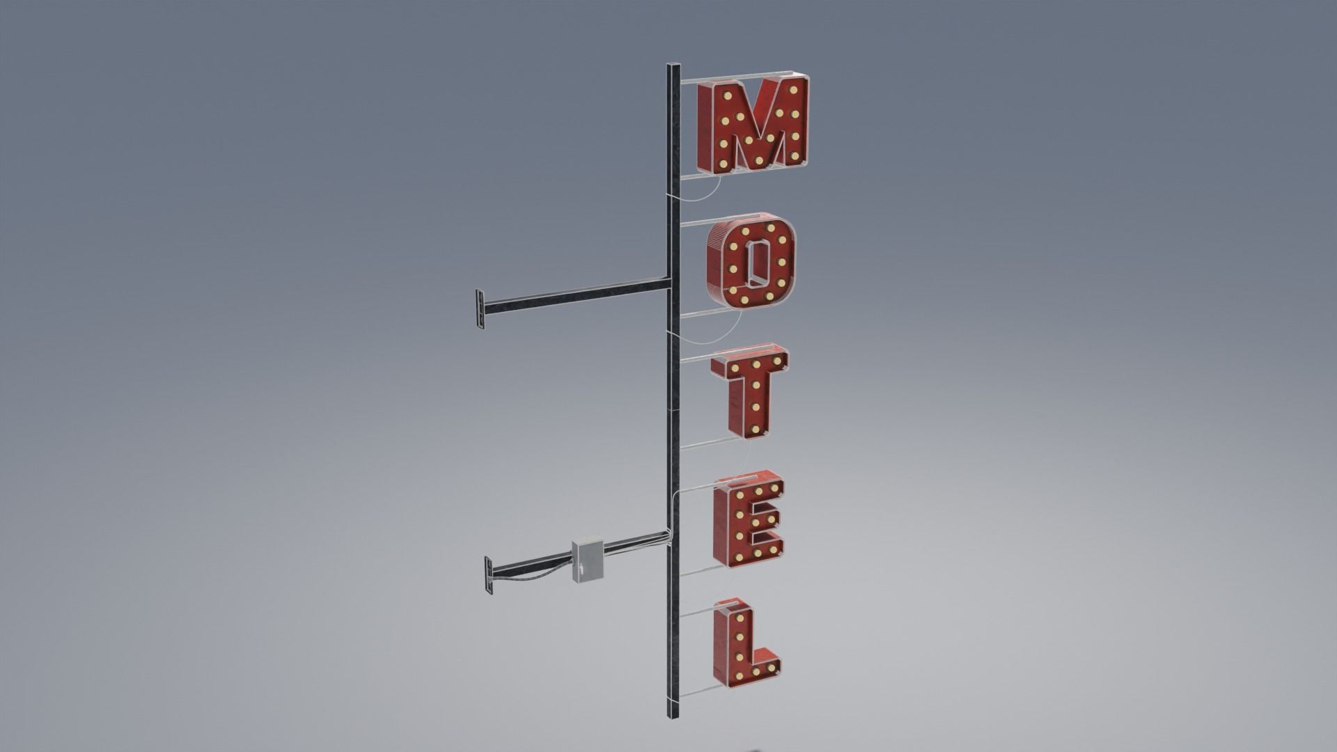 Retro Motel Sign with 4K Textures Low-poly 3D model_1