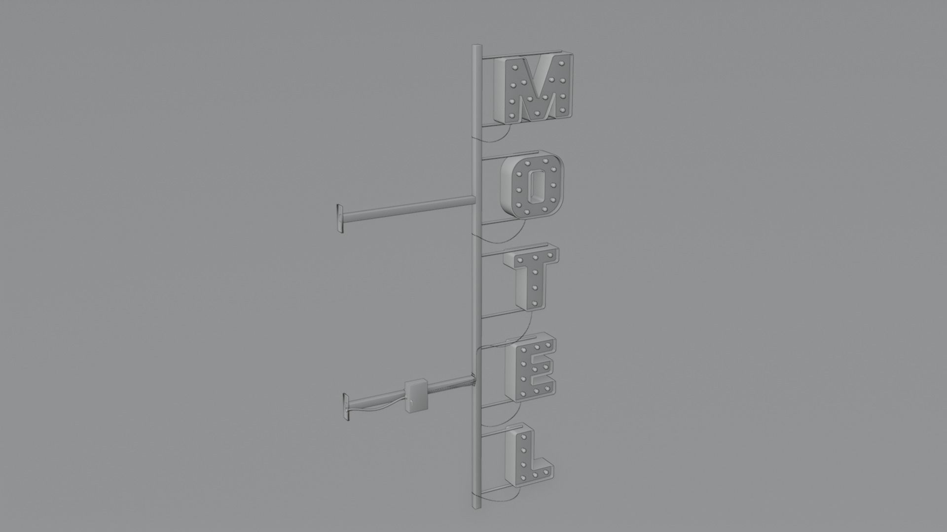 Retro Motel Sign with 4K Textures Low-poly 3D model_2