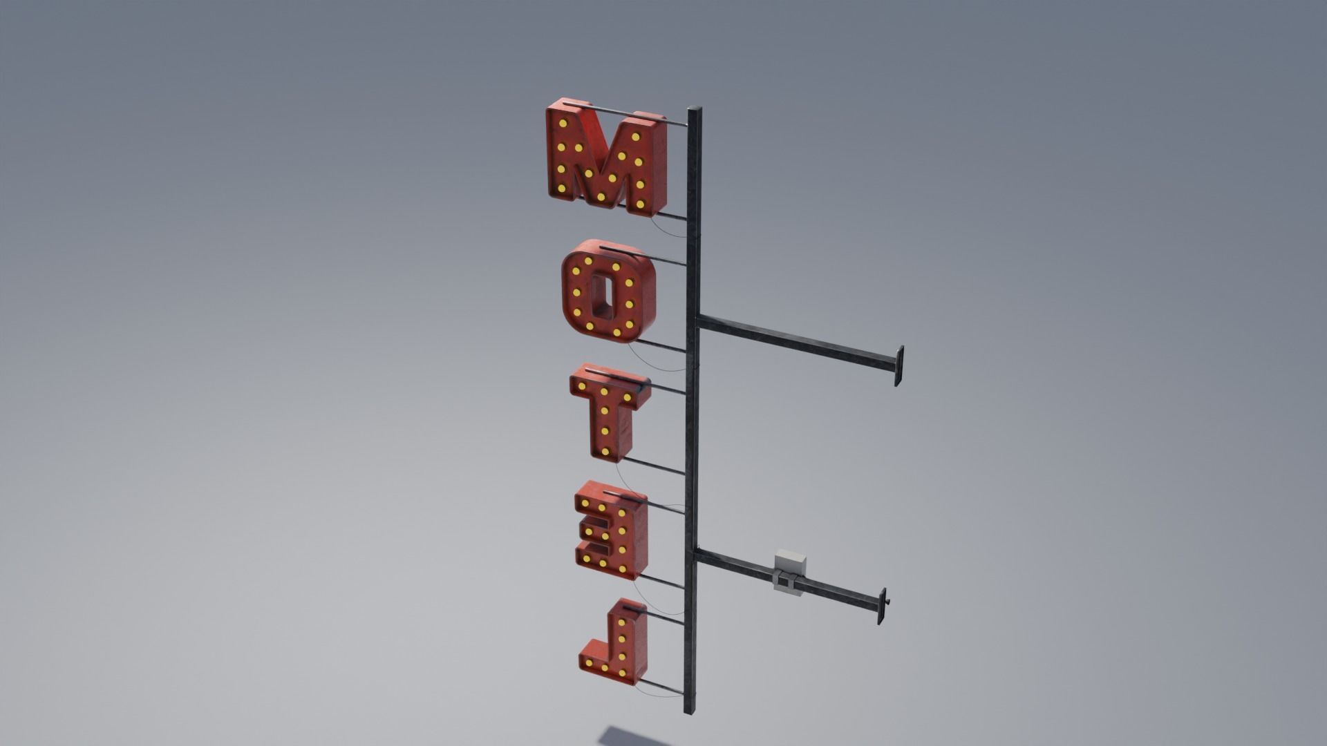 Retro Motel Sign with 4K Textures Low-poly 3D model_7