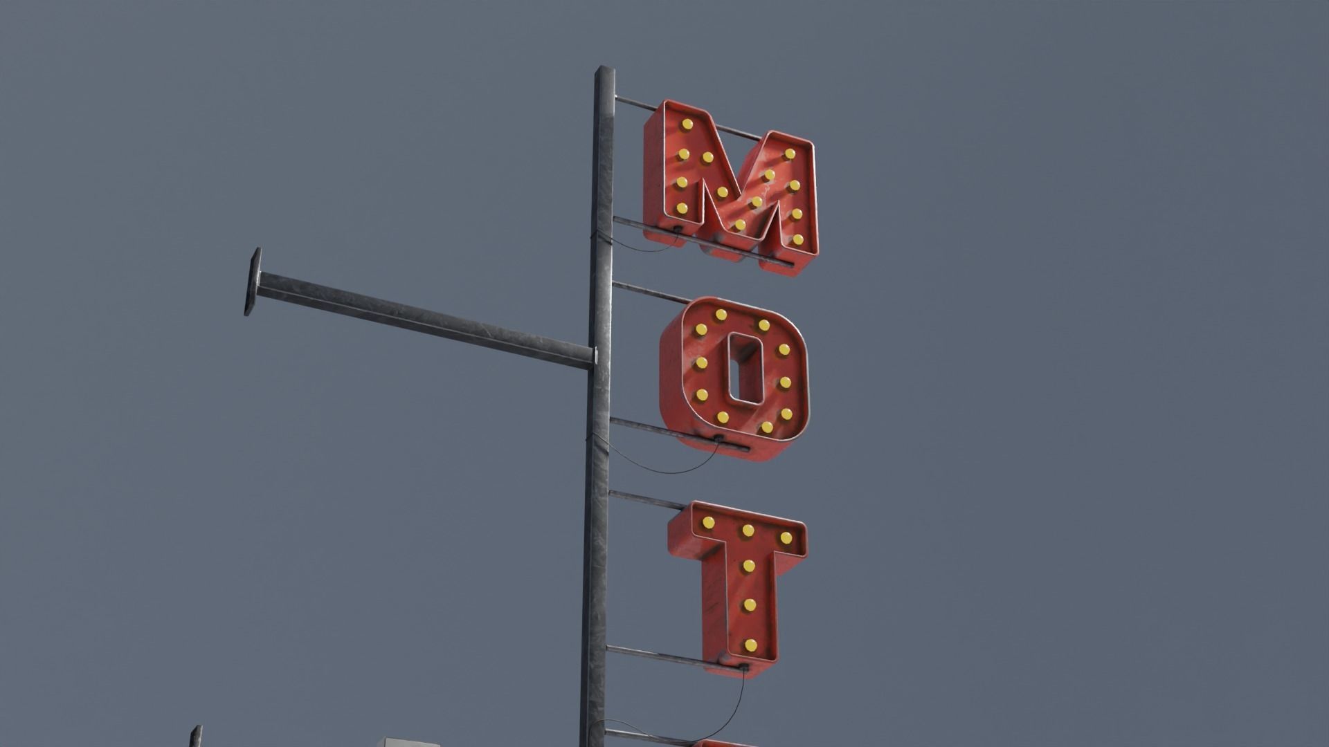 Retro Motel Sign with 4K Textures Low-poly 3D model_8