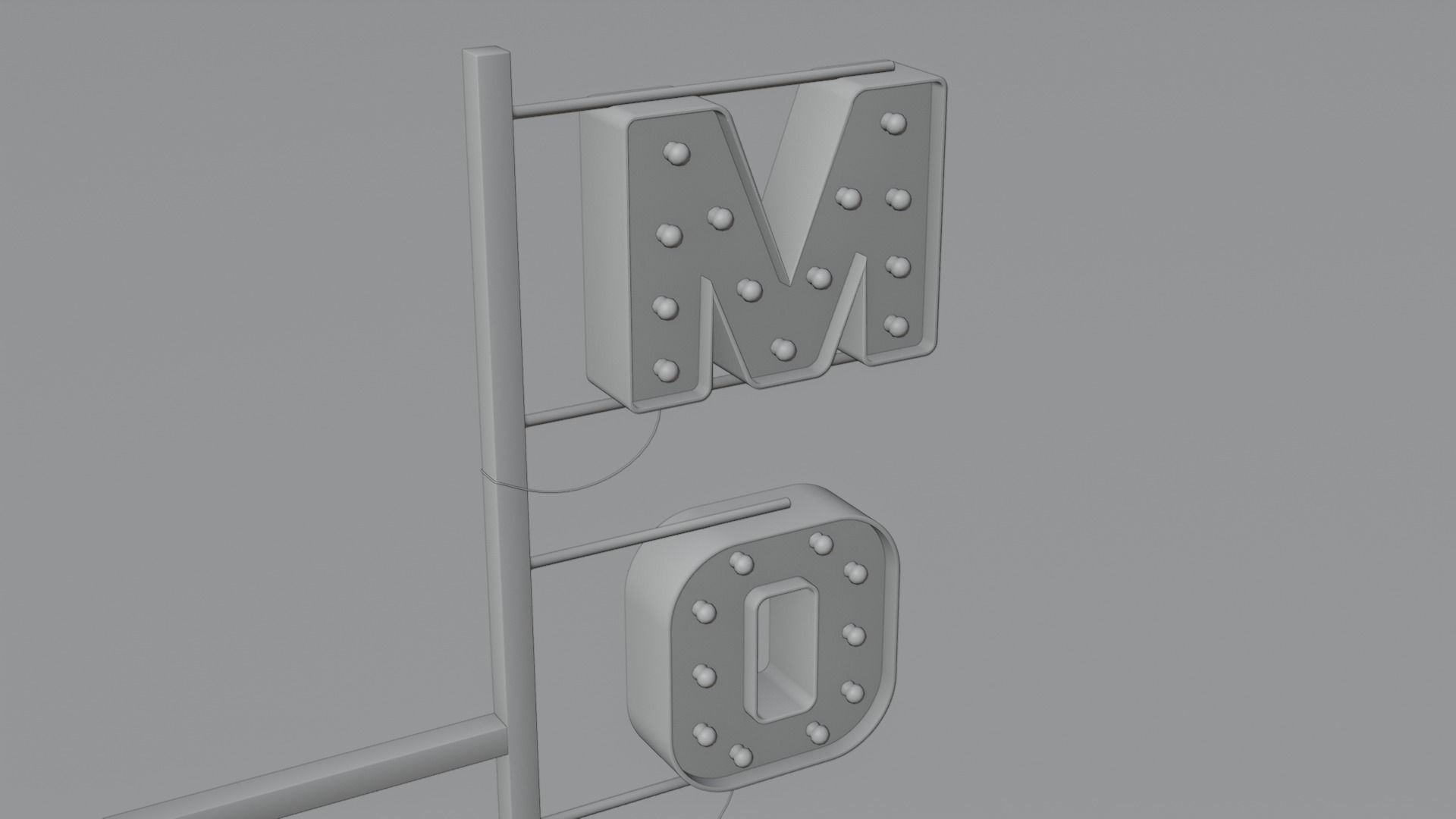 Retro Motel Sign with 4K Textures Low-poly 3D model_6