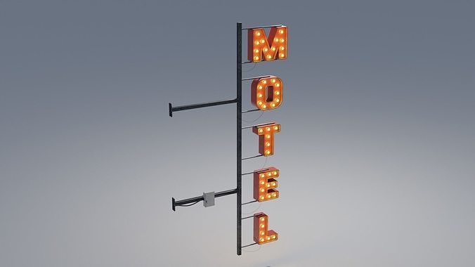 Retro Motel Sign with 4K Textures Low-poly 3D model