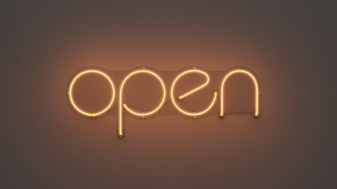 Open 2 - Neon Sign 3D model