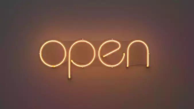 Open 2 - Neon Sign 3D model