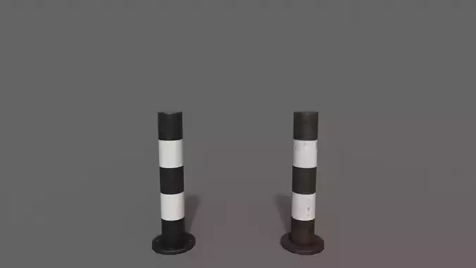 PBR Bollard BlackWhite Low-poly 3D model