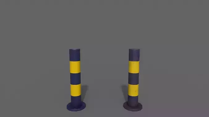 PBR Bollard BlueYellow Low-poly 3D model