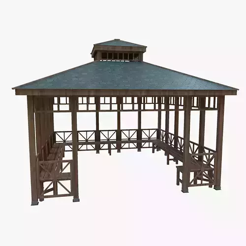 Wood Garden Pergola - Gazebo 03  Low-poly 3D model