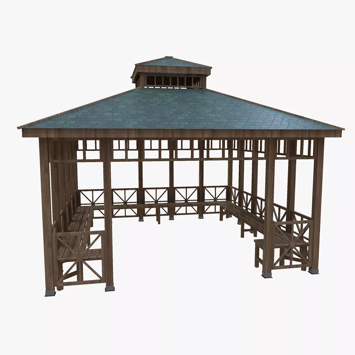 Wood Garden Pergola - Gazebo 03 Low-poly 3D model_0