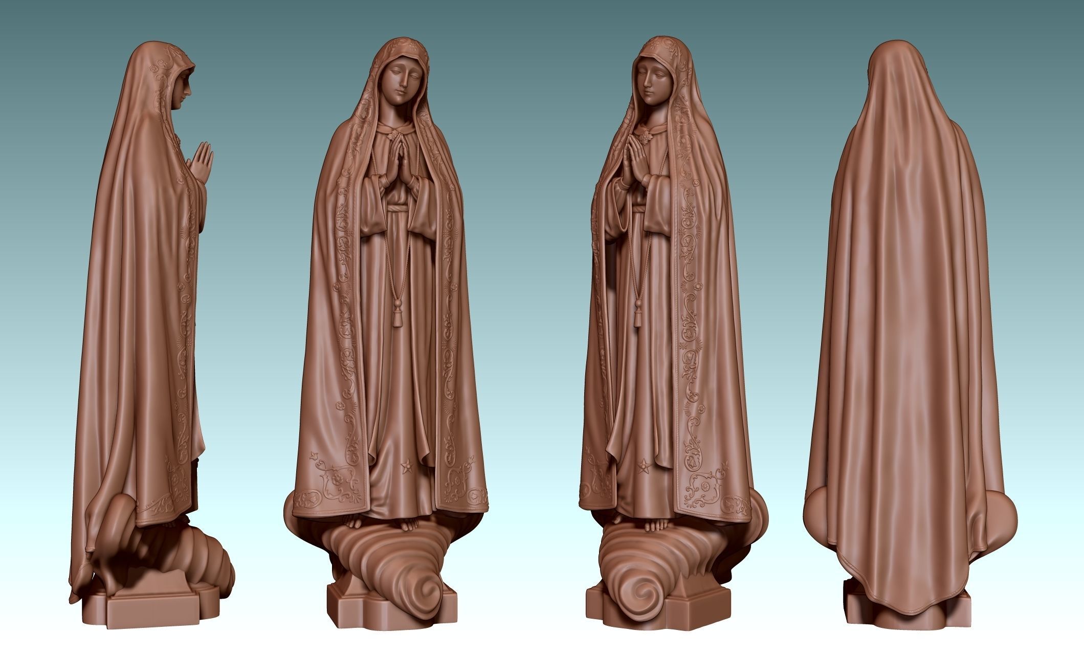 Virgin Fatima - Portugal - CNC - Wood - Metal 3D print model_23