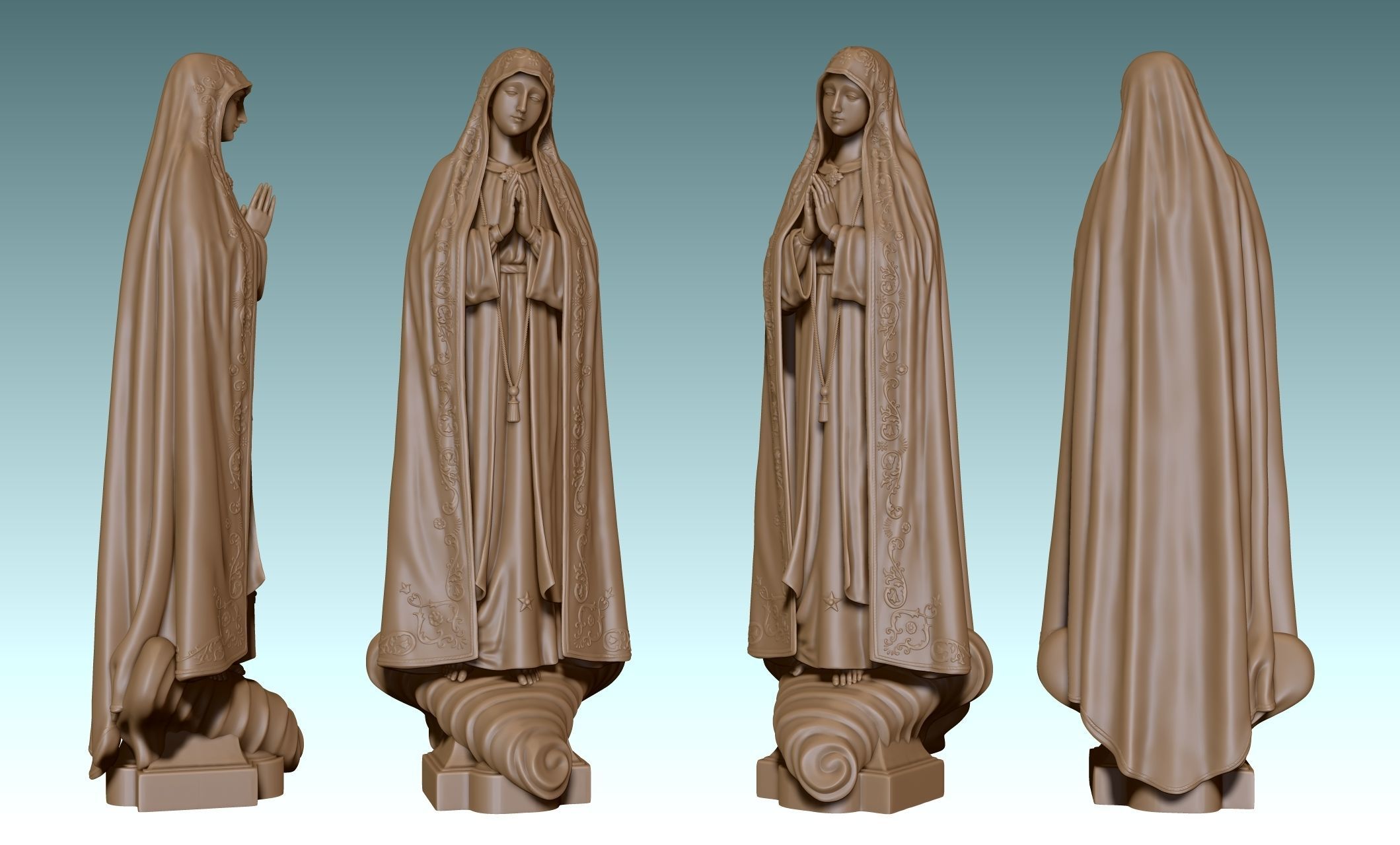 Virgin Fatima - Portugal - CNC - Wood - Metal 3D print model_20