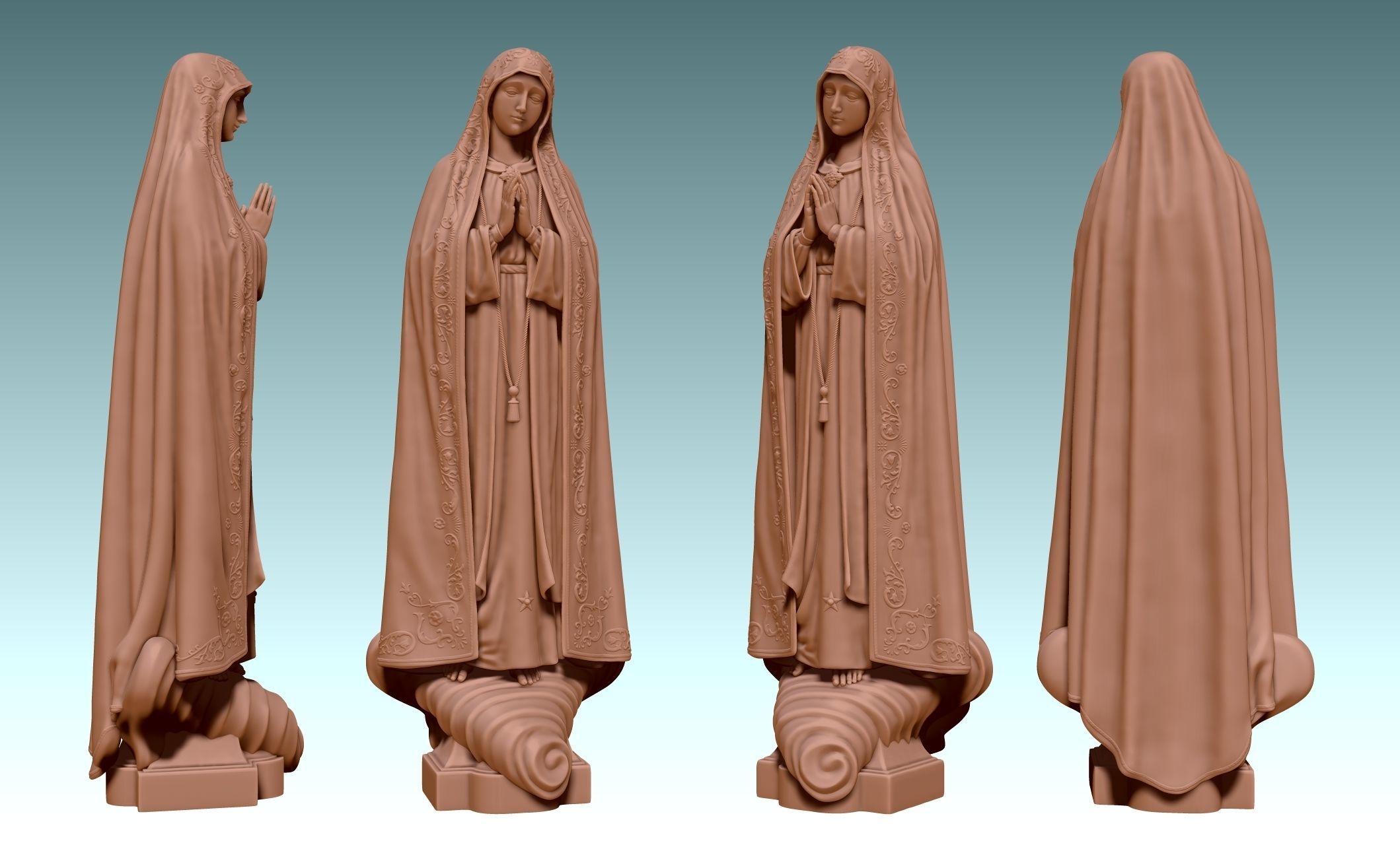 Virgin Fatima - Portugal - CNC - Wood - Metal 3D print model_29