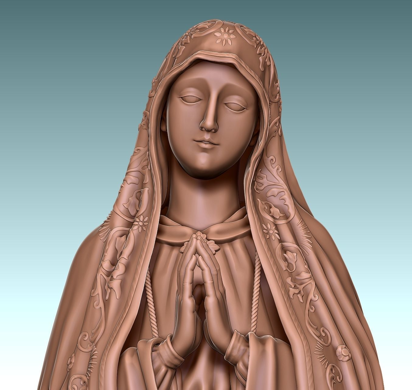 Virgin Fatima - Portugal - CNC - Wood - Metal 3D print model_12