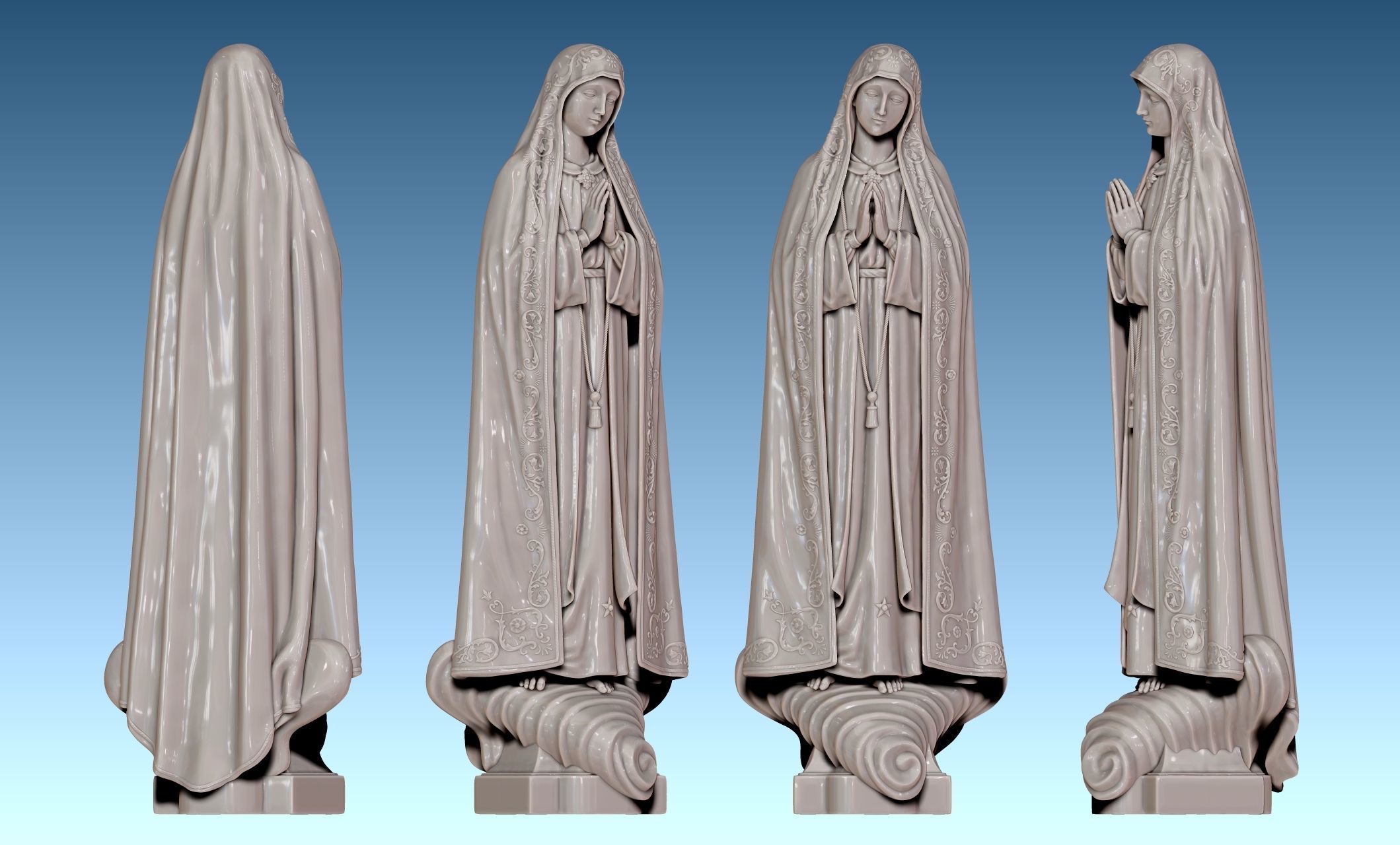 Virgin Fatima - Portugal - CNC - Wood - Metal 3D print model_35