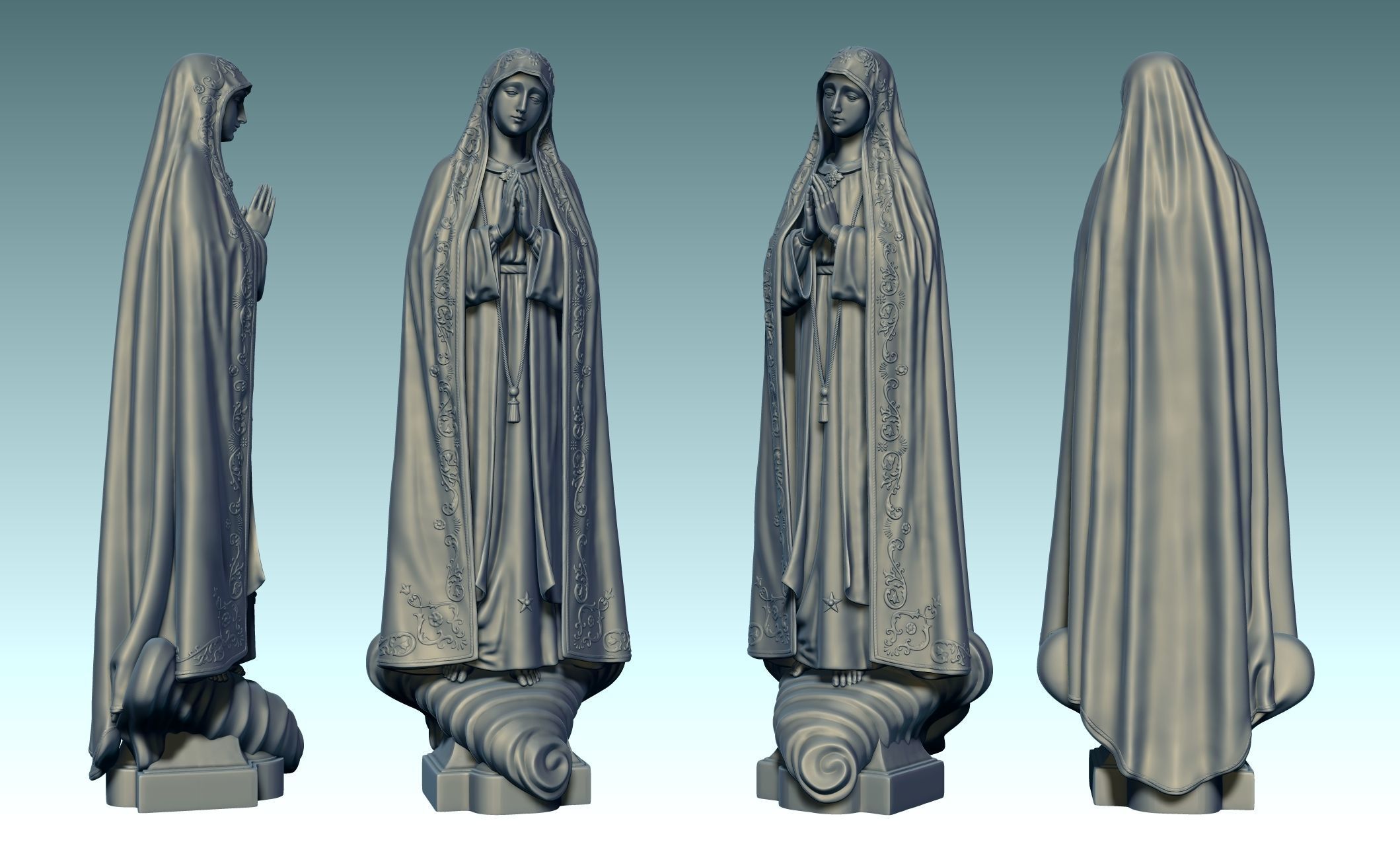Virgin Fatima - Portugal - CNC - Wood - Metal 3D print model_30
