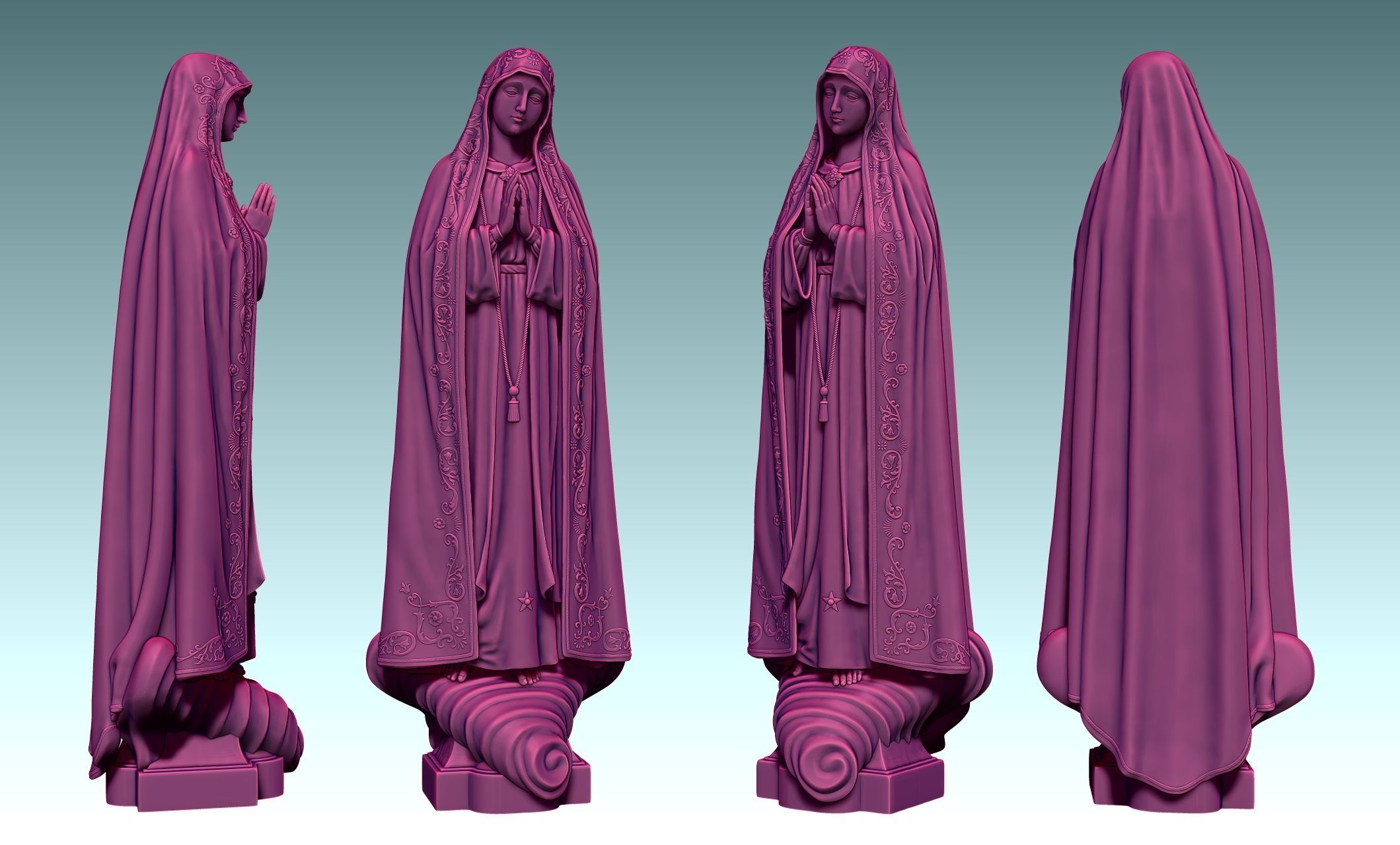 Virgin Fatima - Portugal - CNC - Wood - Metal 3D print model_19