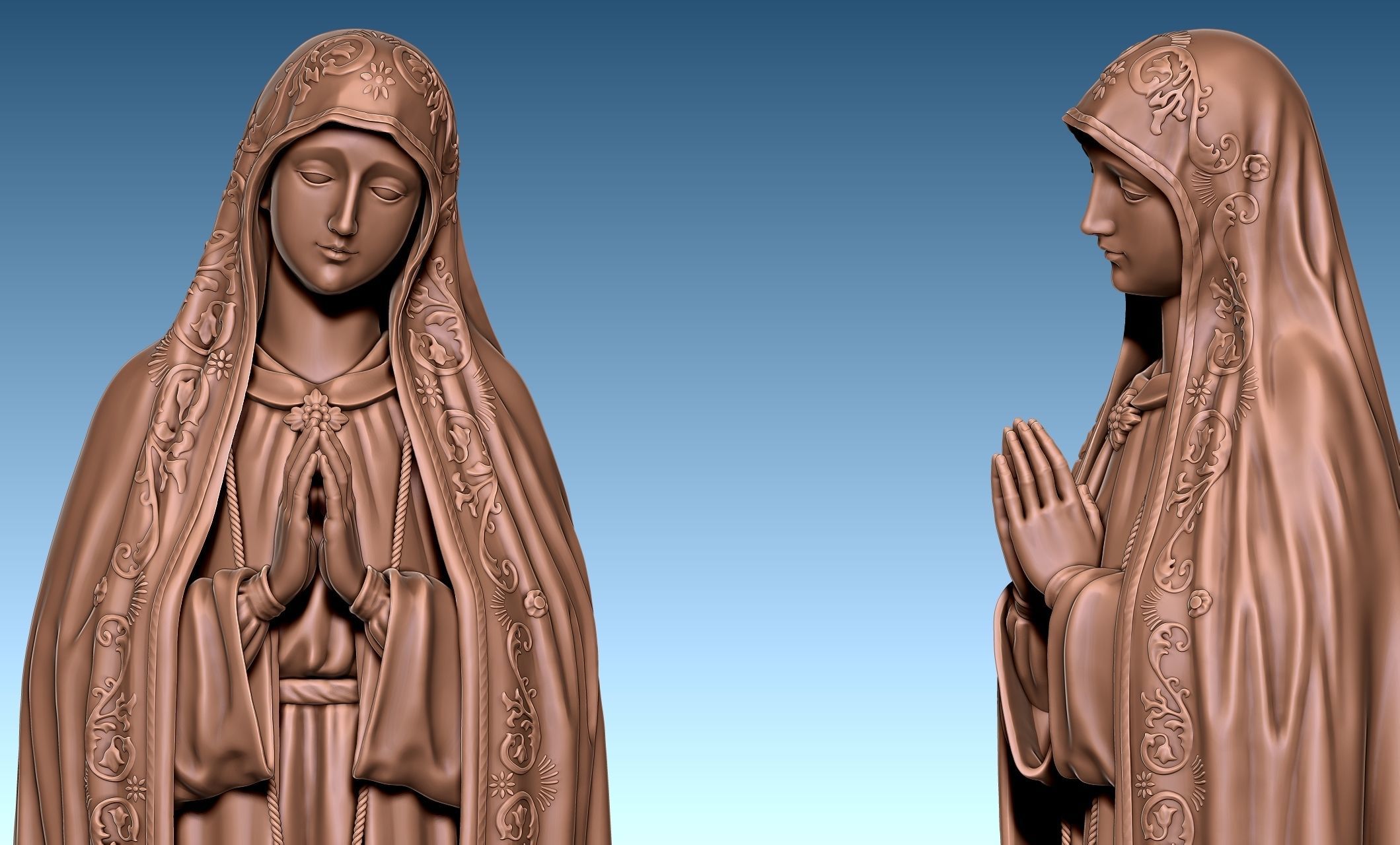 Virgin Fatima - Portugal - CNC - Wood - Metal 3D print model_9
