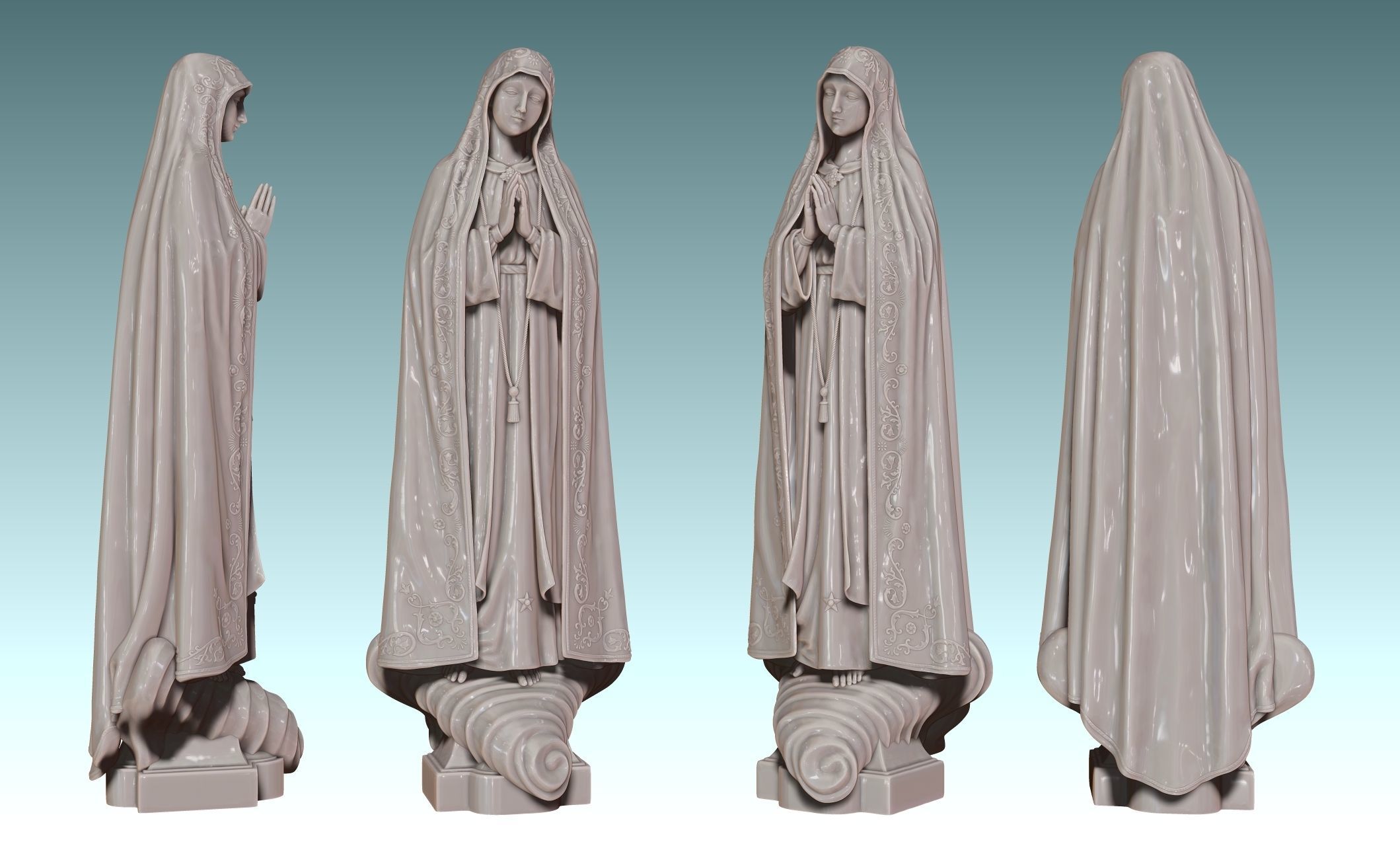 Virgin Fatima - Portugal - CNC - Wood - Metal 3D print model_32