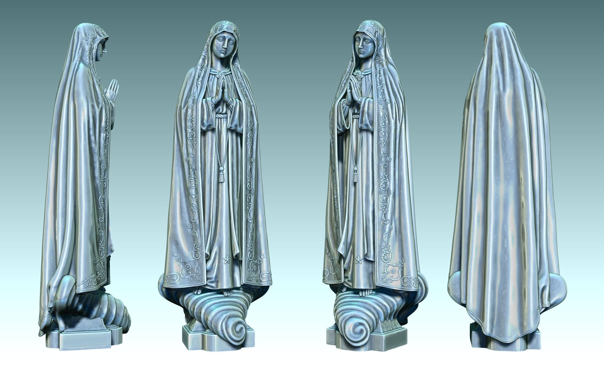 Virgin Fatima - Portugal - CNC - Wood - Metal 3D print model_22